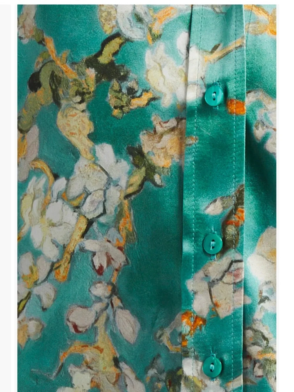 L’AGENCE Dani Cherry Blossom Print 100% Silk Button-Up Shirt Sz XL - Picture 4 of 9